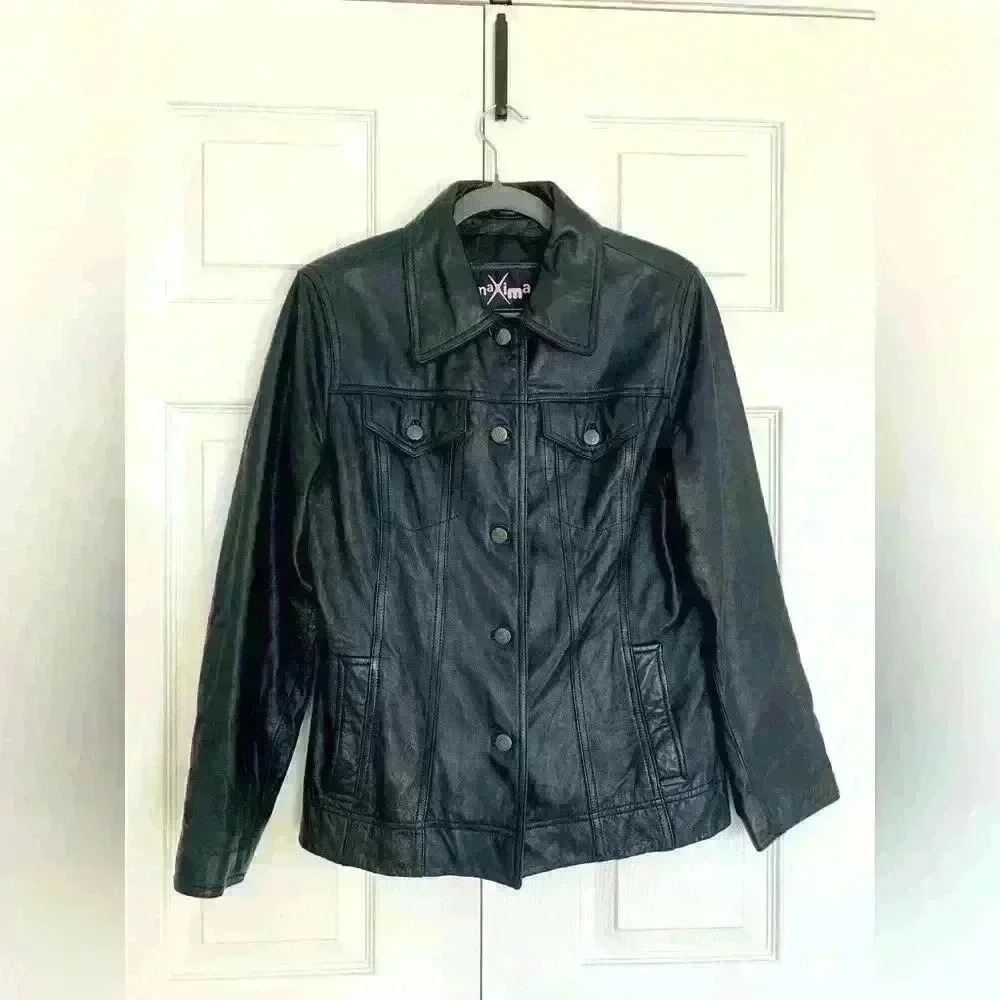 VINTAGE 1985 WILSONS MAXIMA COLLABORATION GENUINE LEATHER JACKET SIZE MEDIUM